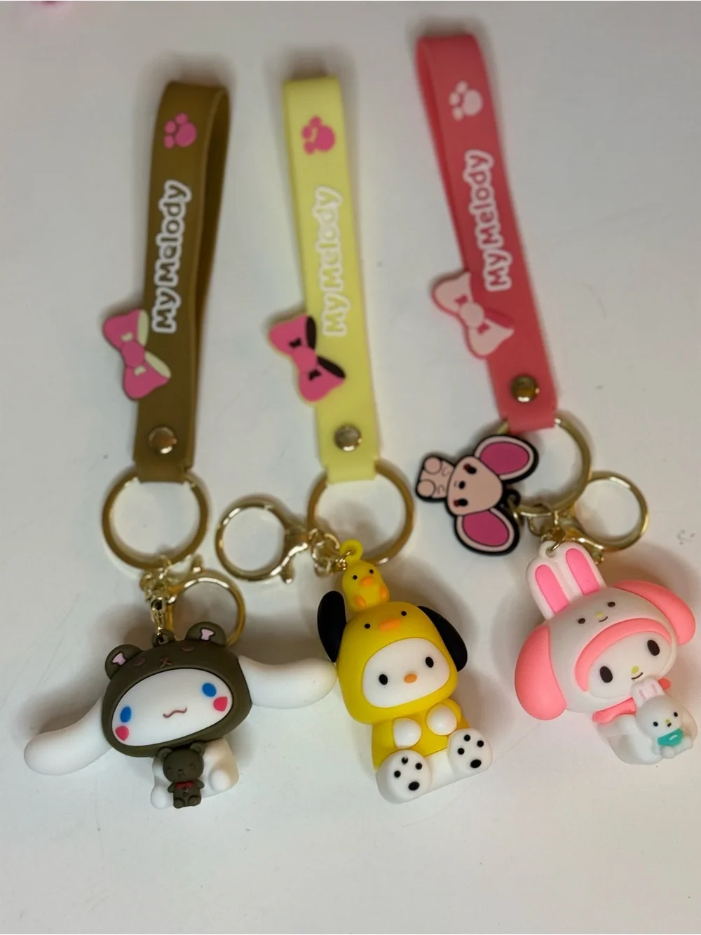 Sanrio My Melody Trio Keychain Set - Brown, Yellow, Pink